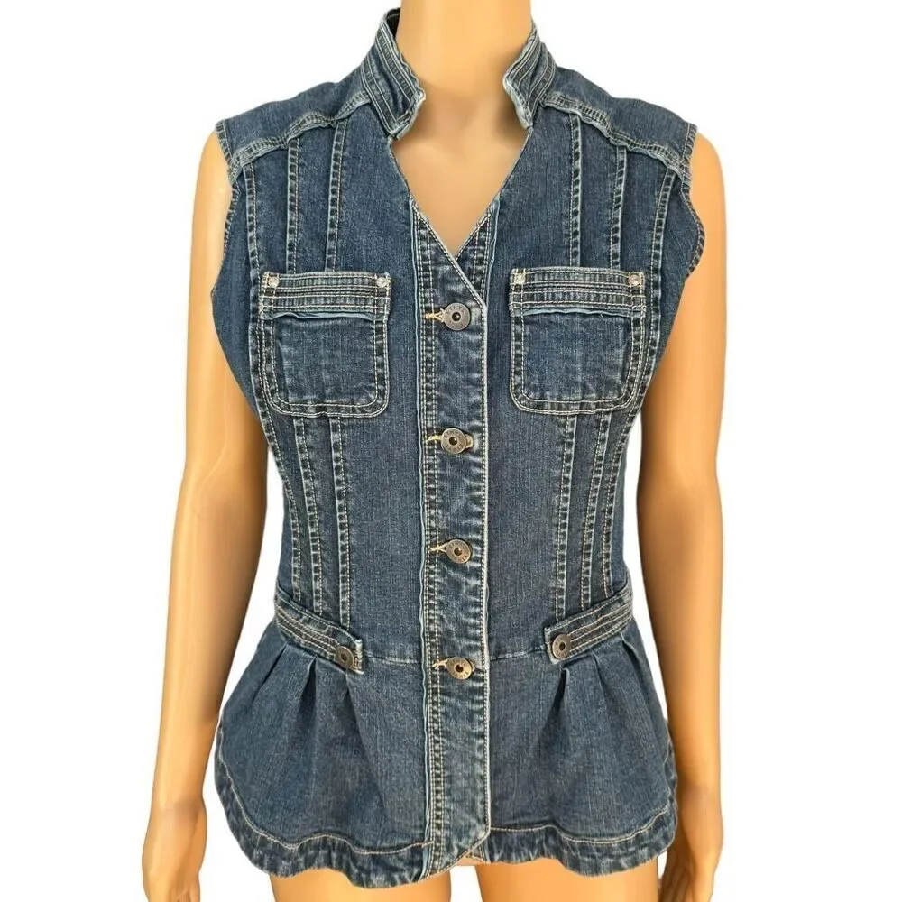 Ethyl vintage sleeveless denim peplum jacket size S
